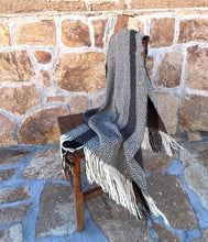 Load image into Gallery viewer, Black White Grey Llama Wool Throw (or Shawl)