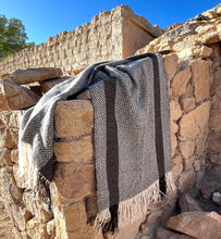 Load image into Gallery viewer, Black White Grey Llama Wool Throw (or Shawl)