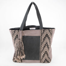 Load image into Gallery viewer, Extra Large Brown & Black Colorblock 'Faja' Tote