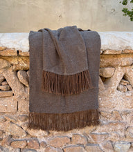 Load image into Gallery viewer, Brown & Grey Llama Wool Throw (or Shawl)