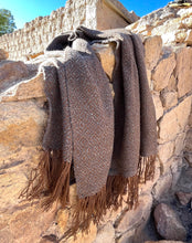 Load image into Gallery viewer, Brown & Grey Llama Wool Throw (or Shawl)