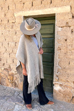 Load image into Gallery viewer, Grey Llama Wool Ruana Shawl