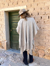 Load image into Gallery viewer, Grey Llama Wool Ruana Shawl